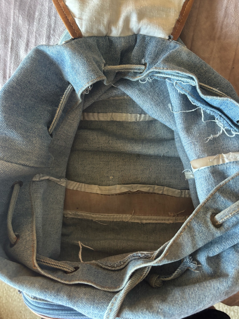 Rare Vintage Disney Winnie the Pooh Denim Backpack - Picture 6 of 9